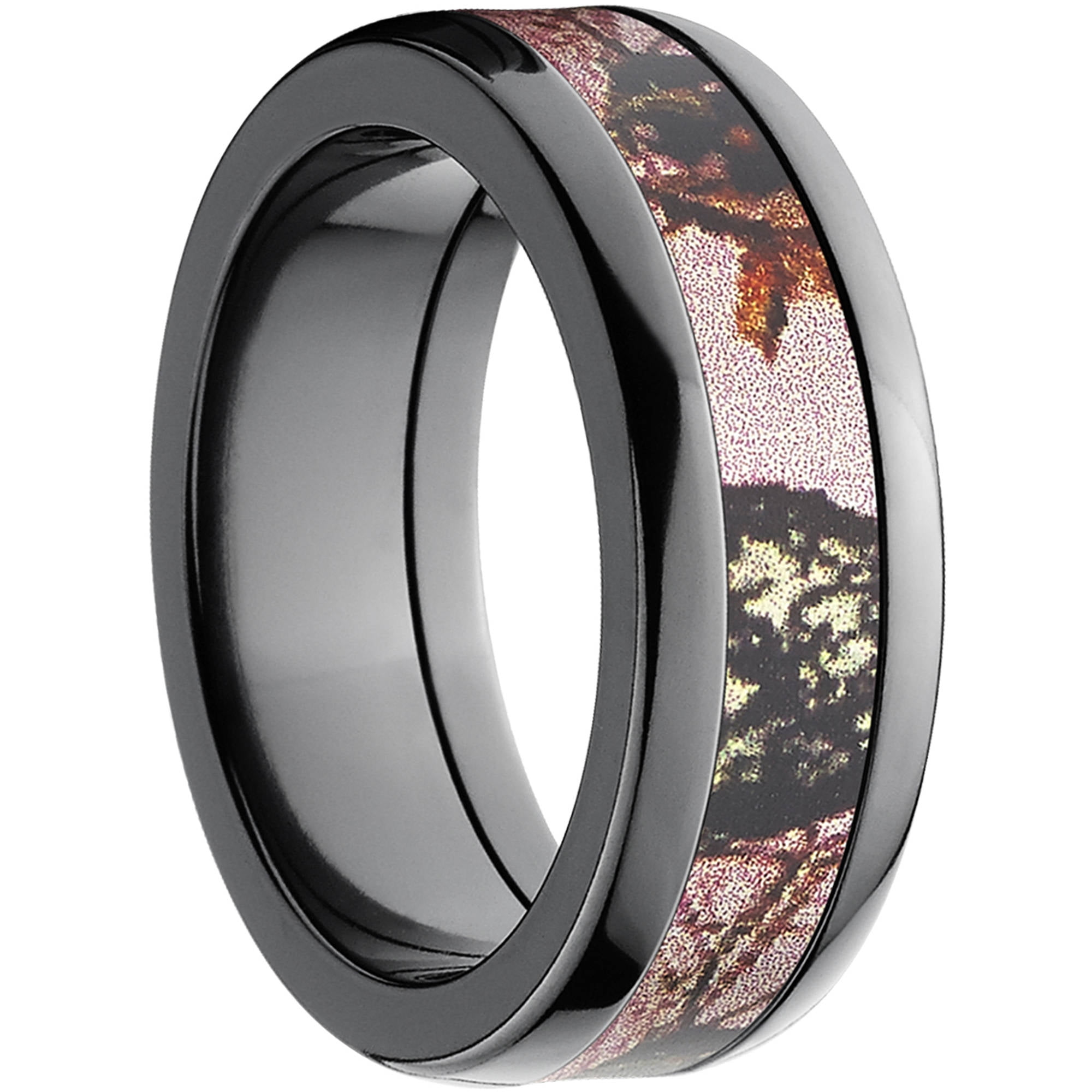 Pink Break Up Women's Camo 5mm Black Zirconium Band with Polished Edges and Deluxe Comfort Fit