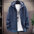 thumbnail image 4 of Men‘s Hooded Cardigan Knitted Sweater Winter Thick Fleece Warm Casual Knitwear Coat Solid Color Cardigan Men Hooded Sweaters, 4 of 5