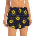 thumbnail image 2 of Rateoe Sunflowers Printed 2 in 1 Women's Workout Shorts for Athletic Gym Running Shorts with Phone Pockets-, 2 of 7