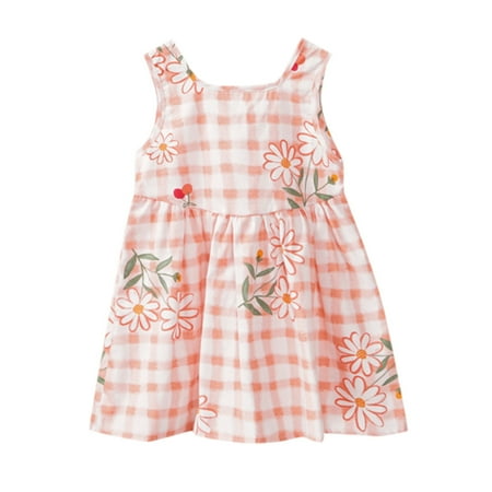 

TAIAOJING Toddler Girl Dress Children Kid Infant Baby Print Plaid Floral Sleeveless Princess Dress Clothes Girls Outfits 4-5 Years