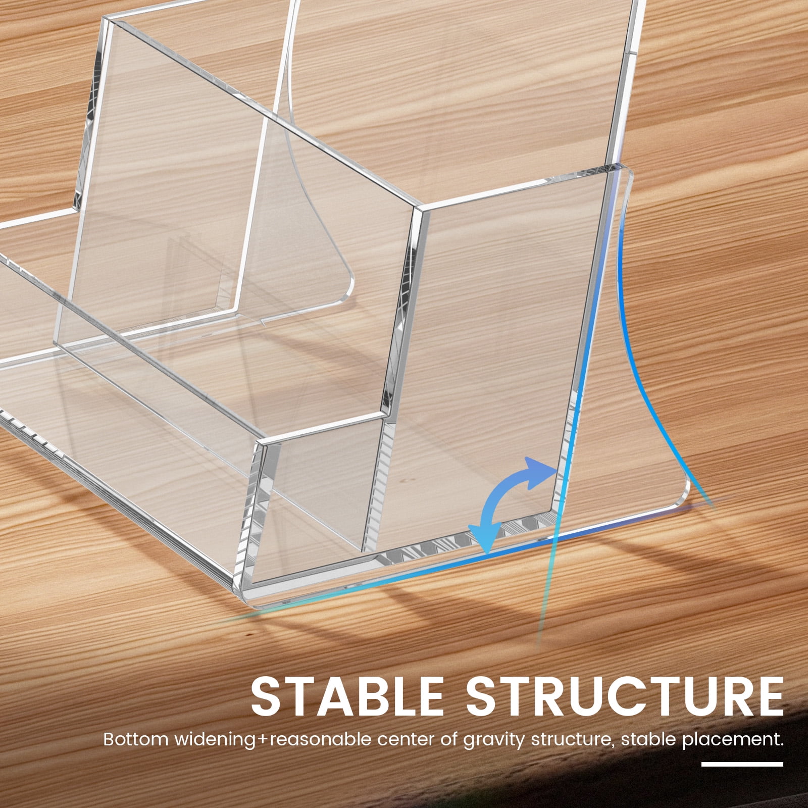 2 Pack Acrylic Brochure Holder Stand 4.5‘’ Clear brochure and business Rack Card Holder Stand Plastic Flyer Display Stand for Magazine Pamphlet Booklets Menu Journals Business Card