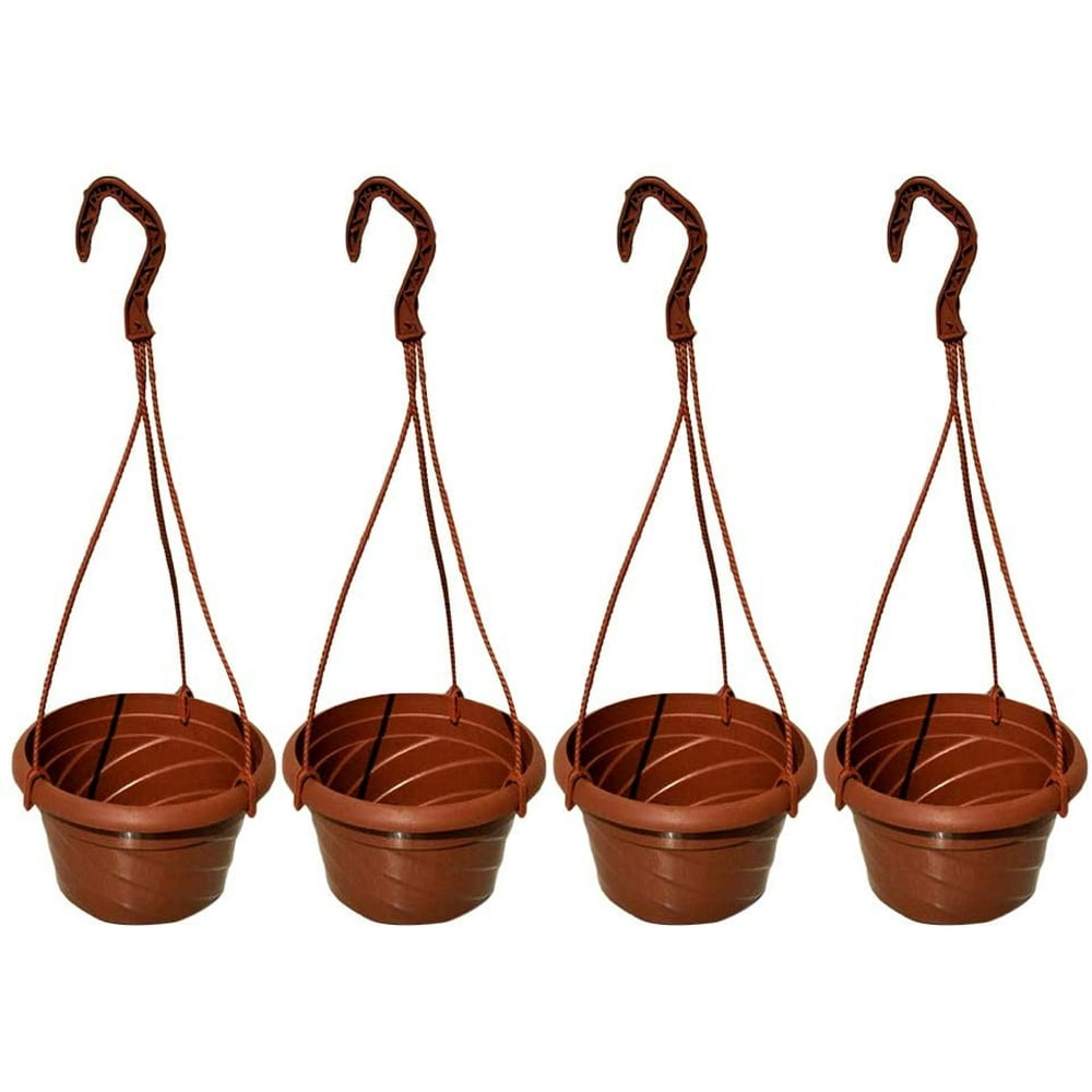 4 Pieces Plastic Hanging Flower Plant Pots Chain Basket Planter Holder