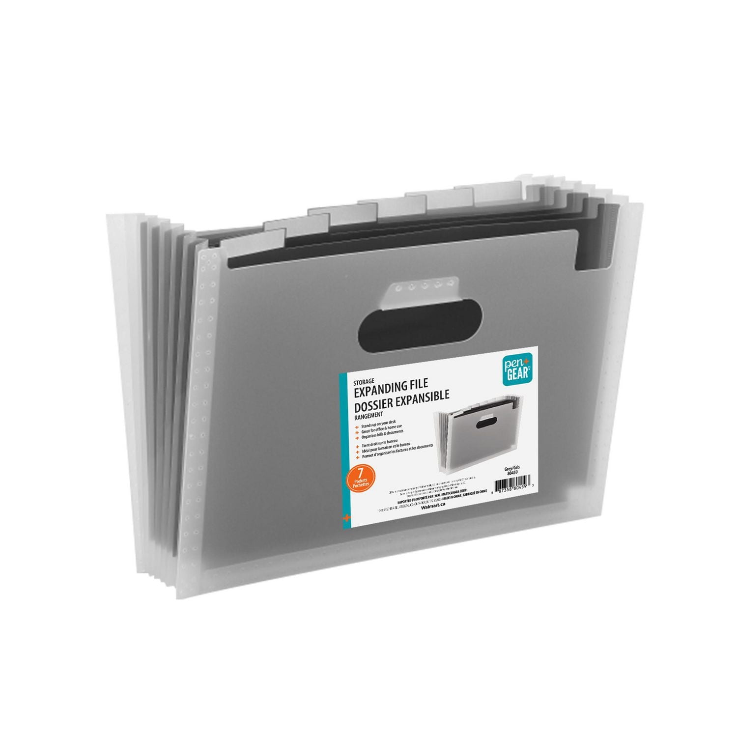 PEN+GEAR 7-POCKET EXPANDING FILE STORAGE, GRY WHT/BLK, 7-POCKET