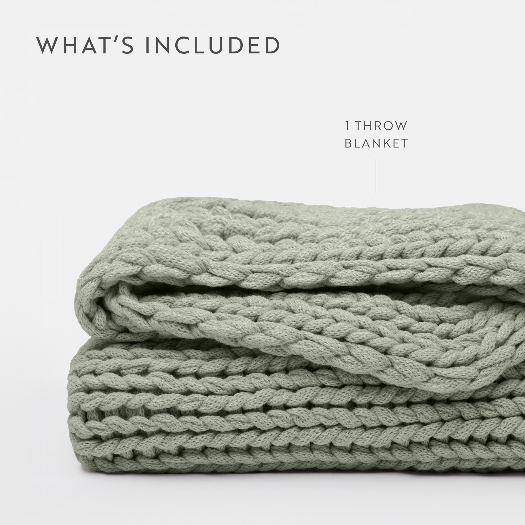 Eucalyptus Chunky Knit Throw Blanket, One Size, by Noble Linens