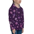 thumbnail image 3 of Picia Purple Snow Flakes Pattern Youth Hoodie - Warm Pullover Sweatshirt with Kangaroo Pocket, Ideal for Boys and Girls-Large, 3 of 6