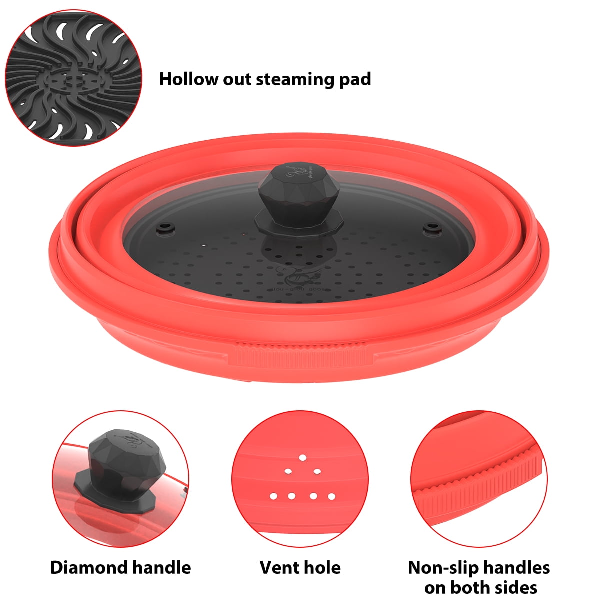 GLOU-GLOU GOOSE GGG iSH09-M673282mn Microwave Splatter Silicone Cover  Collapsible Steamer, Vented Multifunction Splash Lid with Glass Dish Bowl  Plate for Food Cook
