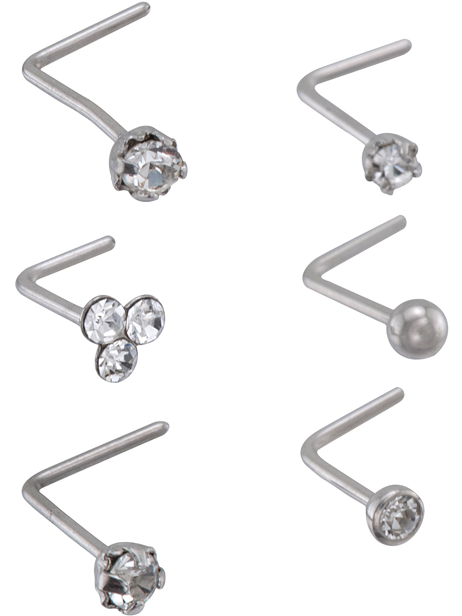 Body Jewelry L Shaped Nose Stud Value Pack Clear Walmart Com