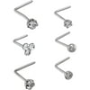 Body Jewelry L- Shaped Nose Stud Value Pack, Clear
