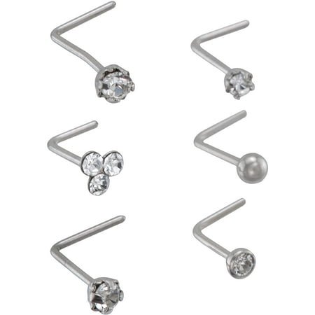 L-Shaped Nose Stud Value Pack, Clear