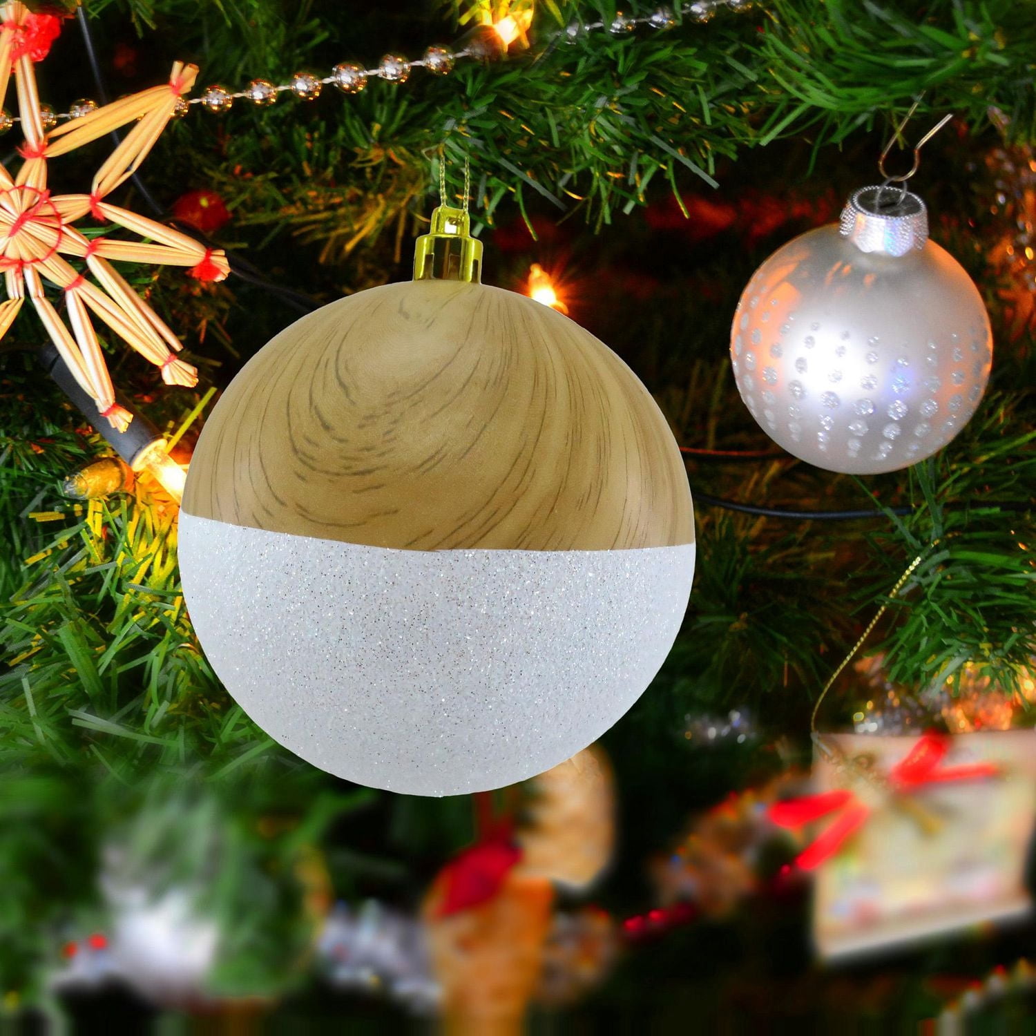 Holiday Time Painted Wooden Ball Ornament