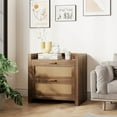 thumbnail image 2 of Night Stand Set of 2, 23.6" Boho Rattan Nightstands with Charging Station, 2 Drawers Modern Bedside Table for Bedroom, Living Room, Hallway, 2 of 8