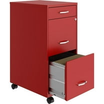 Pemberly Row 3 Drawers Vertical Red Metal Filing Cabinet Pre-assembled