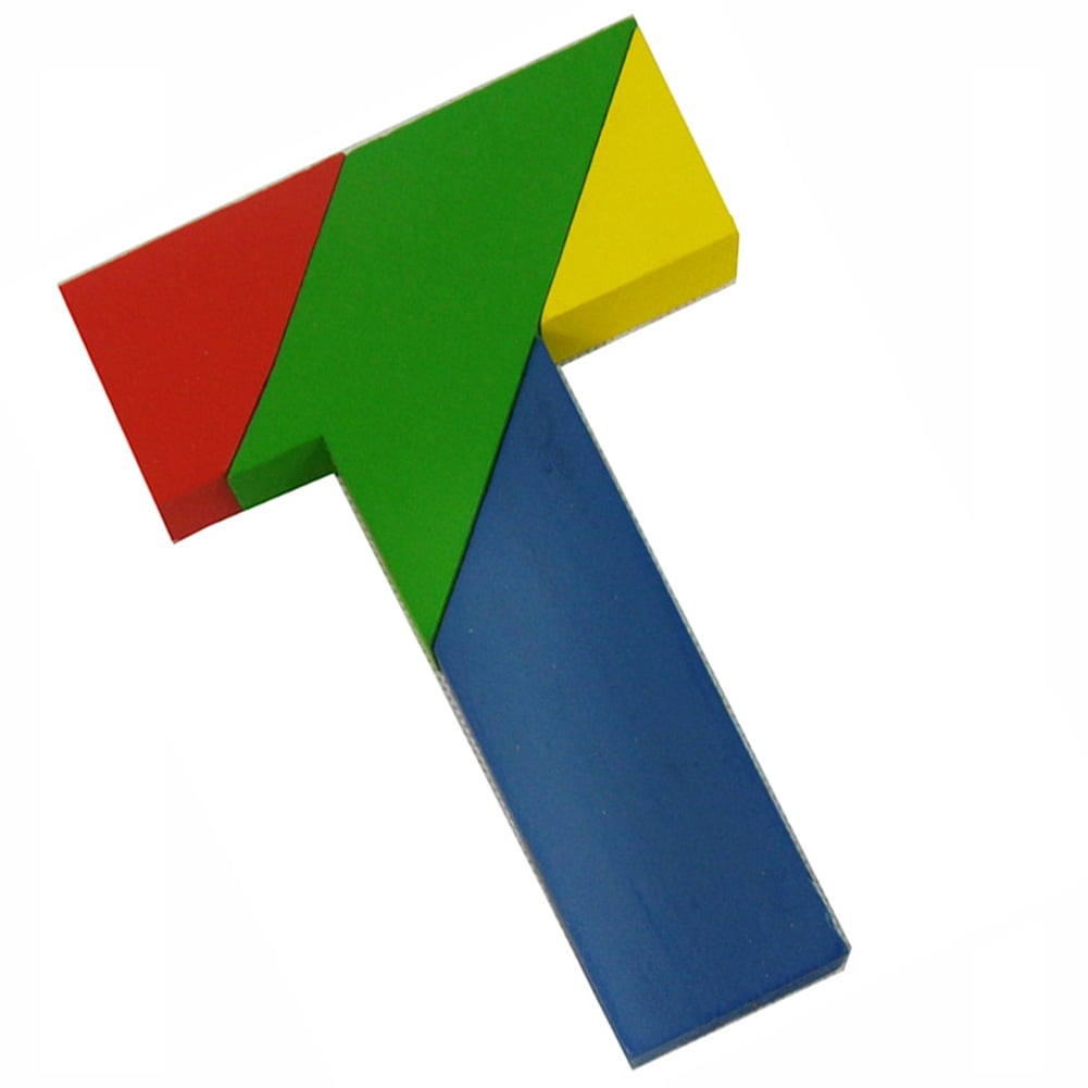 Letter T Tangram Solid Wood Brain Teaser Wooden Puzzle 