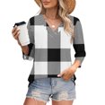thumbnail image 7 of WRKEKC 3/4 Length Sleeve Womens Tops V Neck Plaid Print Loose Fit Comfortable Casual T-Shirts for Women, 7 of 7