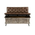 thumbnail image 6 of DecMode Wood Storage Bench with Tufted Faux Leather Seat and Back, Brown, 6 of 15
