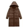 thumbnail image 6 of HAPIMO Women's Oversize Parka Long Jacket Coat Long Sleeve Zip Up Hooded Coat Casual Fall Winter Trendy Warm Coats Solid Pocket Quilted Coat Brown L, 6 of 7