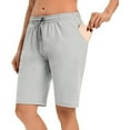 thumbnail image 3 of Tauxra Womens Bermuda Shorts Lounge Athletic Shorts Loose Running Shorts Casual Long Yoga Shorts with Pockets Gray XL, 3 of 7