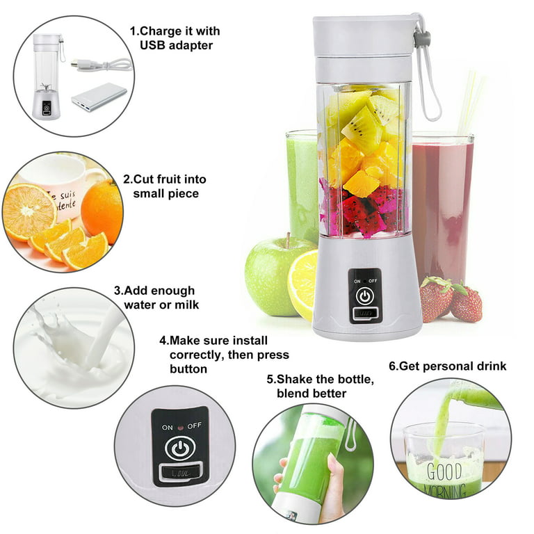 Portable Blender Mini Blender for Shakes and Smoothies Rechargeable USB  380Ml Traveling Fruit Juicer Cup with 6 Blades - AliExpress