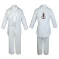 thumbnail image 3 of Baby Boy Christening Baptism Formal White Tail Suit Silver Maria on Back Sm-20, 3 of 4