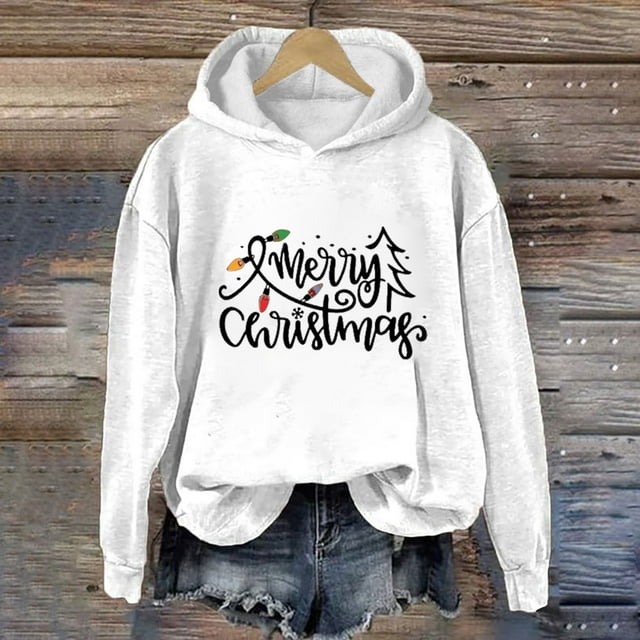 Aujourd'hui Réduction! Aqestyerly Grande Taille Noël Tops Femmes Noël Imprimé Col Rond à Manches Longues Haut en Vrac Pull