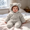 thumbnail image 6 of XUNKUSGA Newborn Baby Girls Boys Cute Bear Fleece Footies Winter Warm Zipper Long Sleeve Zipper Romper with Hood Classic Solid Color Infant Winter Coat,12 Months, 6 of 10