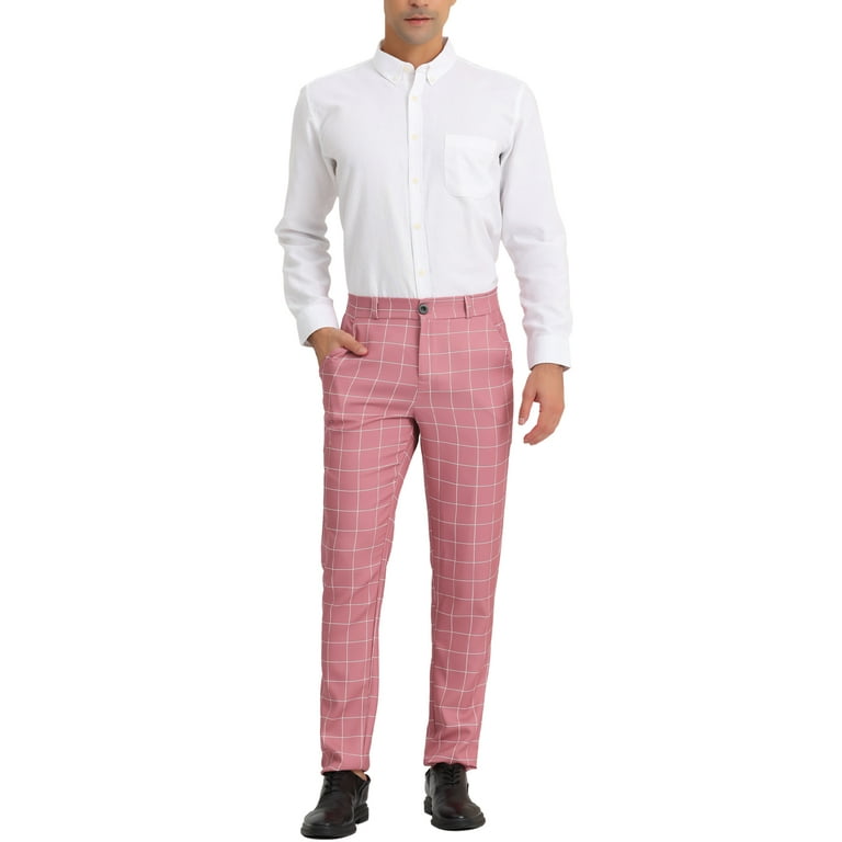 Lars Amadeus Men's Dress Plaid Printed Business Checked Pants 38