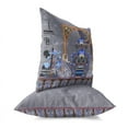 thumbnail image 5 of Mughal Paradise Throw Pillow with Removable Cover in Gray 16x16, 5 of 7