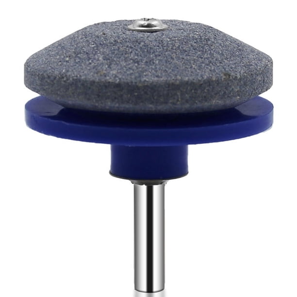 Zhuge Afilador de cuchillas para cortadora de césped de 6 piezas, afilador de turbinas eólicas, equilibrador de cortadora de césped con piedra de afilar de corindón marrón (azul)