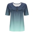 thumbnail image 4 of Ohufall Blouses Grande Taille pour Femmes Chemises à Manches Courtes Plissées Col Rond Décontracté, 4 of 5