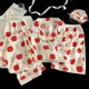 thumbnail image 1 of Ropa de dormir de algodón de nube para mujer, ropa de hogar de manga corta con cuello vuelto, conjunto de tres piezas, traje de regreso a casa dulce de verano, 1 of 5