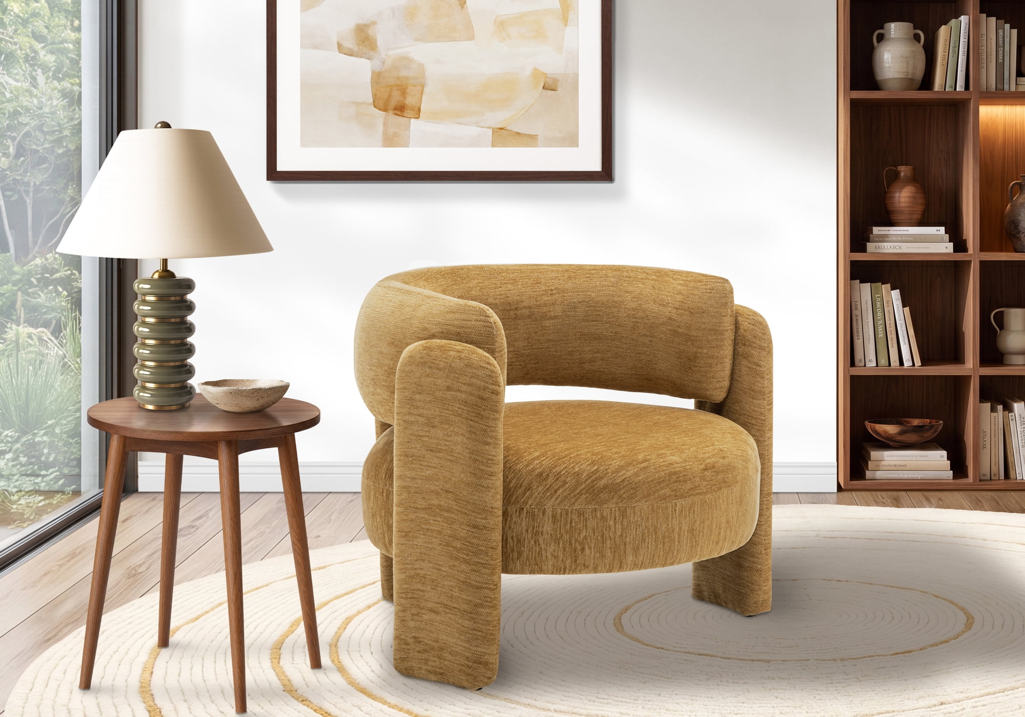 Monarch Specialties - I 8015 Accent Chair, 29"H, Upholstered, Living Room, Bedroom, Gold Fabric