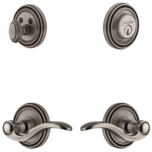 Grandeur 827324 Soleil Solid Brass Left Handed Single Cylinder Keyed Entry Leverset And