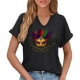 thumbnail image 6 of Fewfanhot Women Clothing Mardi Gras Shirts for Women Carnival V-neck Graphic Party Top, 6 of 6