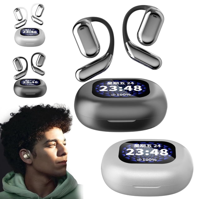 Auriculares Bluetooth Circularite, True Powerful 5.4 Open Ear, IPx5 a prueba de agua, pantalla LED, para correr y hacer ejercicio (2 unidades/todos)