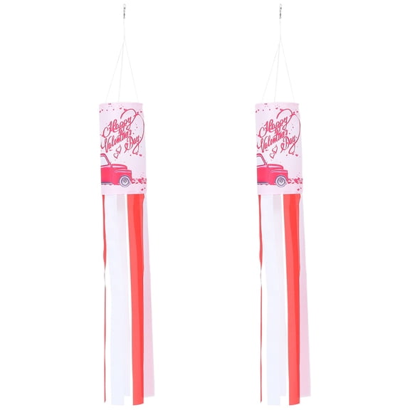 2 pcs Valentine's Day Decorative Windsock Flag Creative Romantic Hanging Wind Flag