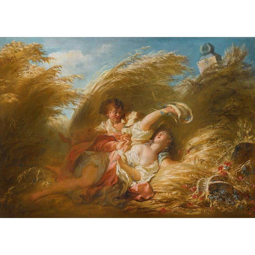 Jean-Honoré Fragonard 14x11 Black Modern Framed Museum Art Print Titled - In Wheat