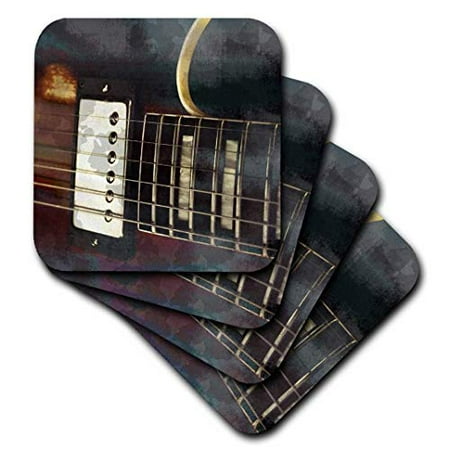 

3dRose guitar grunged background Soft Coasters set of 4