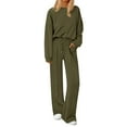 thumbnail image 2 of Sets for Women 2 Piece Lounge Sets Long Sleeve Sweatshirt and Pants Cozy Loungewear with Pockets Army Green L, 2 of 6
