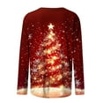 thumbnail image 4 of Pounoo Christmas Long Sleeve Shirts for Women Christmas Tree Crewneck Xmas Graphic Print Sweatshirt Outfit Fitted Comfy Soft Gift, 4 of 5