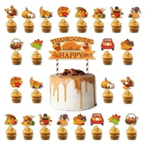 Thanksgiving Cake Decoration Flags - 25 Pcs Festive Insert Set for Holiday Baking and Party Decor
