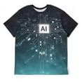 thumbnail image 3 of LAOLIUSN Men's AI Artificial Intelligence Graphic T-Shirt, Futuristic Techwear All Over Print Tee, 2XL, 3 of 7