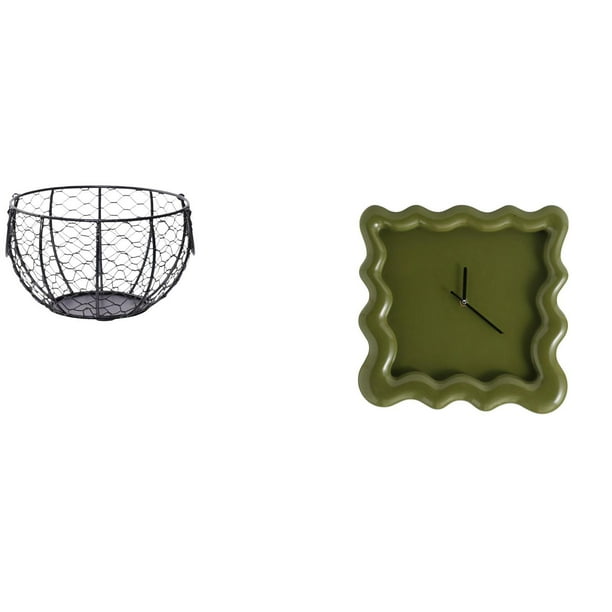 Cesta de huevos,Cesta multiusos para huevos,cesta tejida de alambre de hierro,Cesta de almacenamiento de alambre para huevos Cesta de almacenamiento portátil,Reloj de pared,Reloj de pared