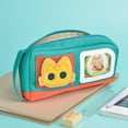 thumbnail image 4 of Estuche de gran capacidad con diseño de gato adorable, bolsa para lápices, papelería, bolígrafos para adolescentes, niñas y niños, con pegatinas mágicas e insignias decorativas, amarillo, 4 of 8