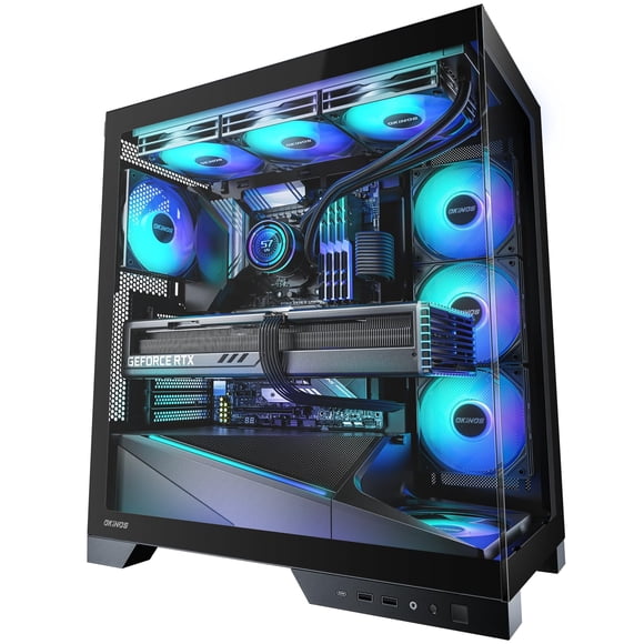 Gabinete PC Okinos Aqua 9 Mid Tower ARGB con 5 ventiladores y Type-C