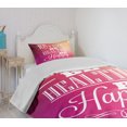 thumbnail image 4 of Ambesonne Fitness Quilted Bedspread Set 2 Pcs, Be Active Be Happy Pattern, Twin Size, Fuchsia White and Peach, 4 of 6