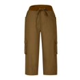 thumbnail image 4 of Mohiass Capri Pants for Women,Women's Pants Lightweight Hiking Cargo Pockets Casual Travel Cropped Cotton Pants with Pockets Brown XL, 4 of 4
