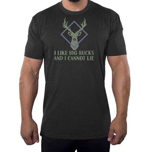 I like Big Bucks Men's T-shirts, Funny Graphic Tees, Men's Clever Shirts - Charcoal MH200FUN S11 S