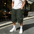 thumbnail image 2 of USNSM (XXL-5XL) Plus Size Cargo Capris for Men Elastic Waist Big and Tall Athletic Gym Crop Pants Baggy Summer Beach Travel Pant with Pockets Green XXXXL, 2 of 7