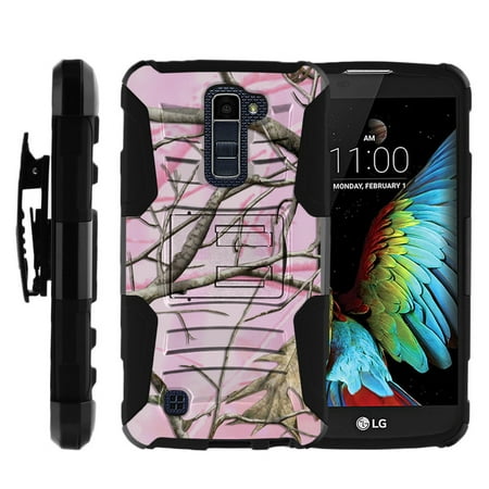 LG K10 Case | LG Premier Case [ Clip Armor ] Rugged Impact Layer Case with Built in Kickstand and Bonus Belt Clip - Pink Hunter