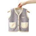 thumbnail image 5 of Chaleco para niños de primavera y otoño, cárdigan de estilo coreano con hombros descubiertos de terciopelo y bolsillo grueso para niños y niñas, 5 of 5